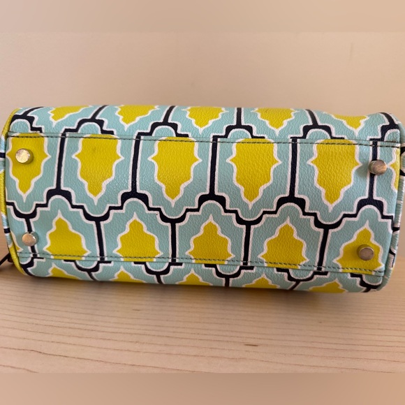 Kate Spade Cabana Tile Damien Bright Blue Green Graphic Satchel Rare - Picture 12 of 15